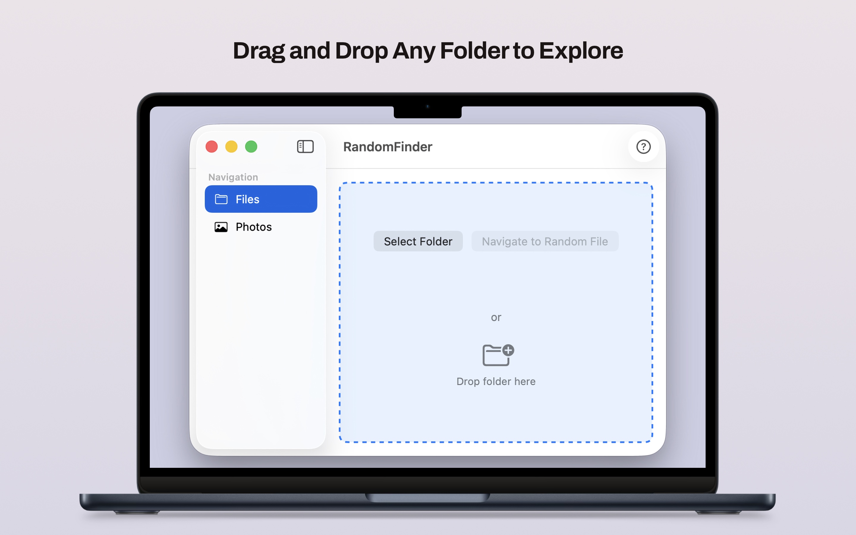 Dragging a folder into RandomFinder