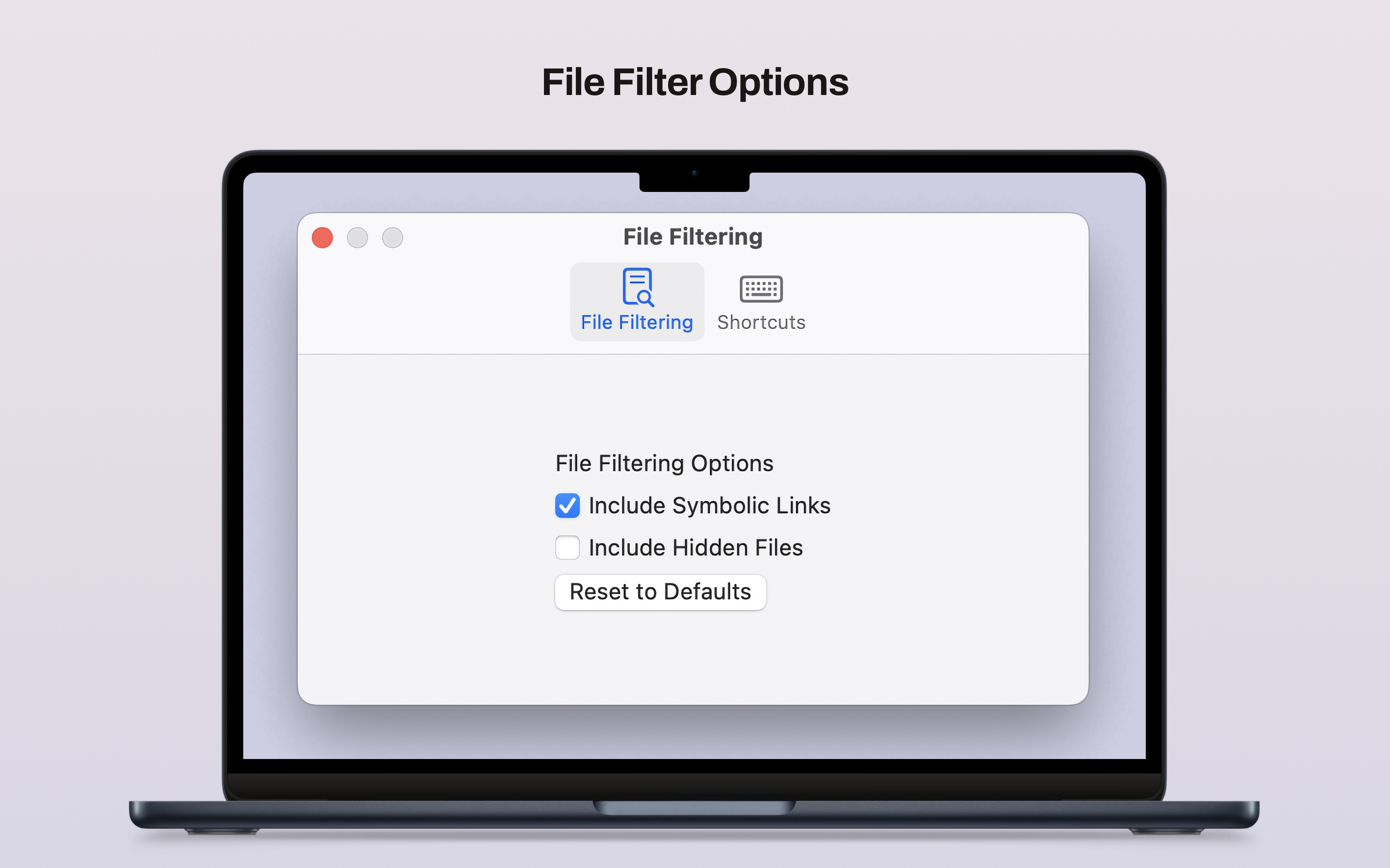 RandomFinder file filtering settings