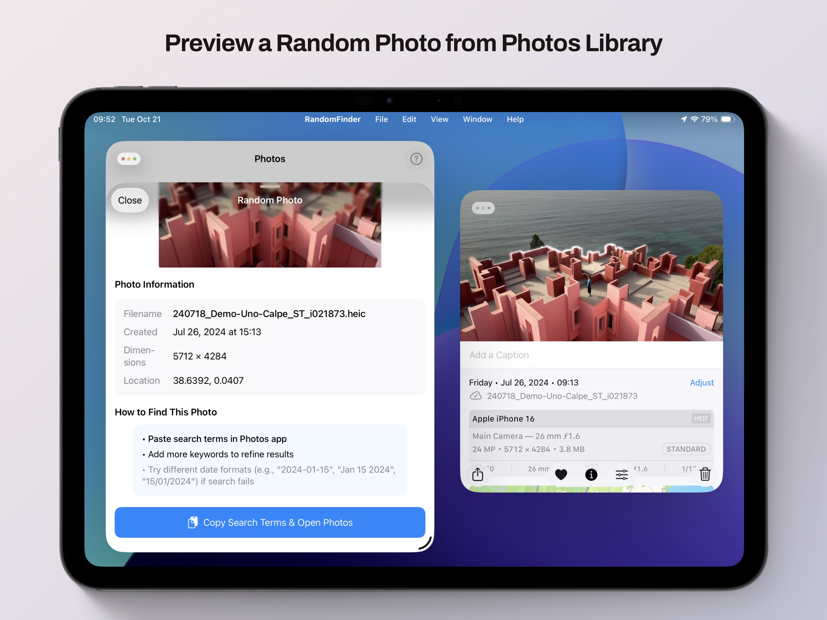 RandomFinder on iPad