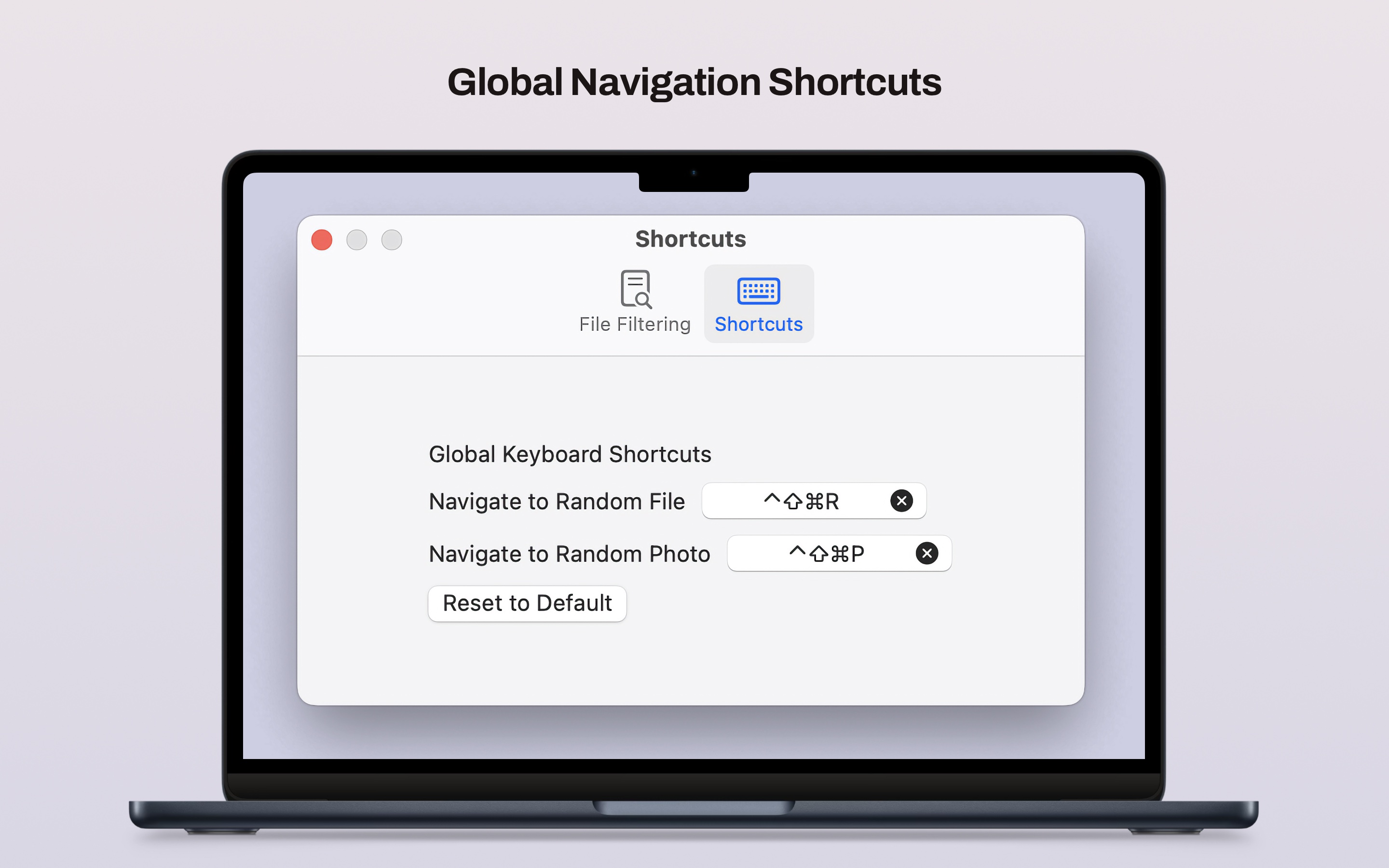 RandomFinder keyboard shortcuts reference